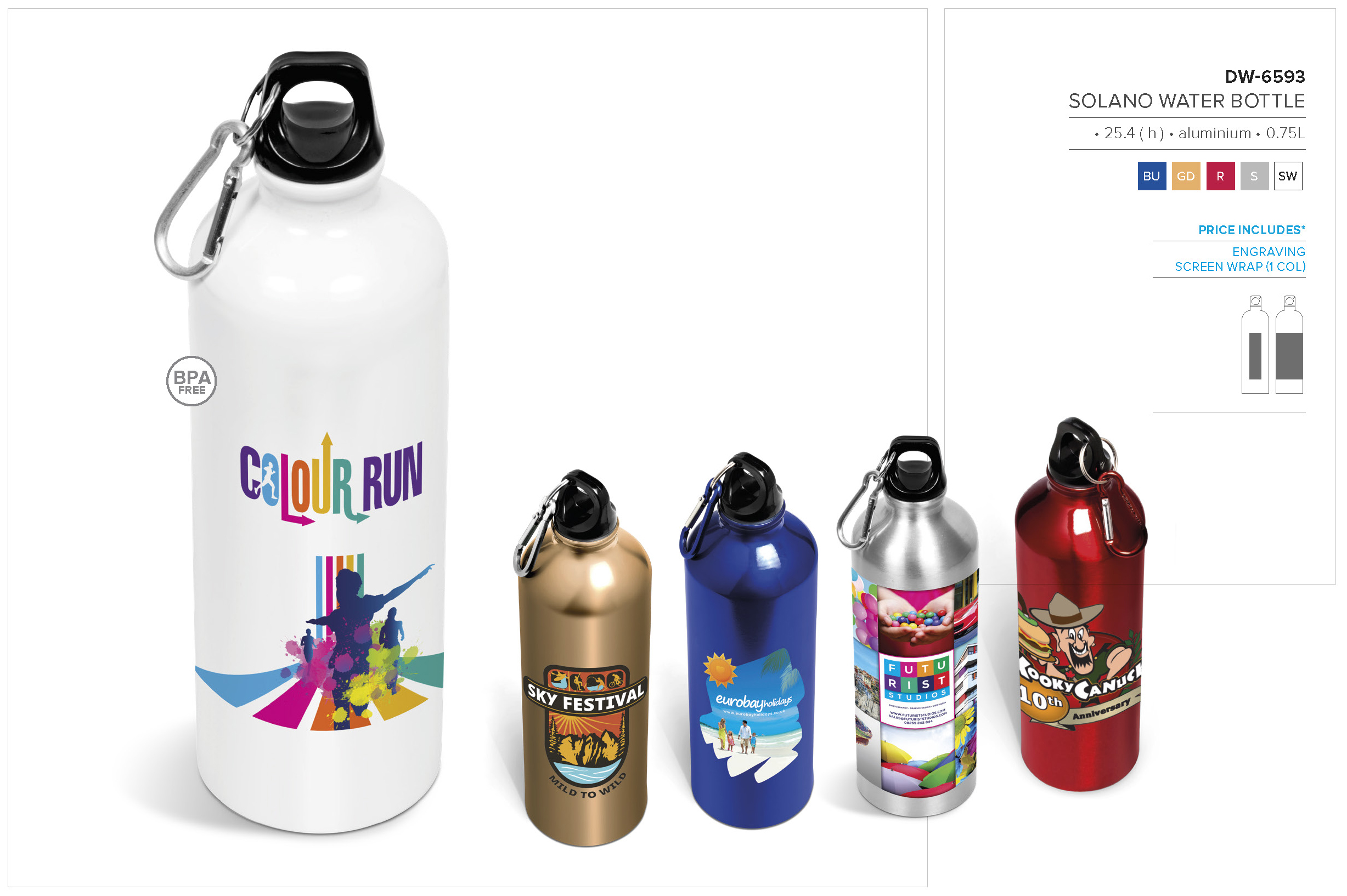 Solano Aluminium Water Bottle - 750ml catalogue Page Image